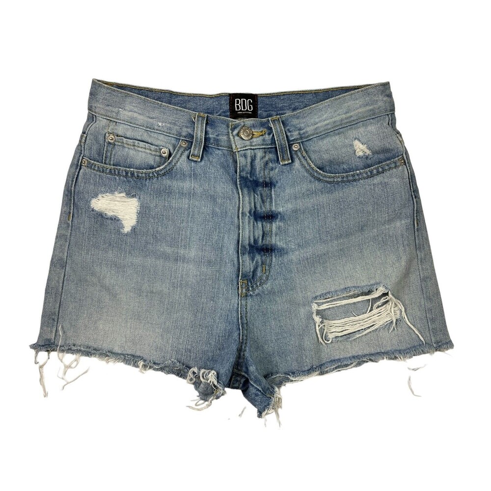 Urban Outfitters BDG Jean Shorts Girlfriend High Rise Size 27 Distressed Denim